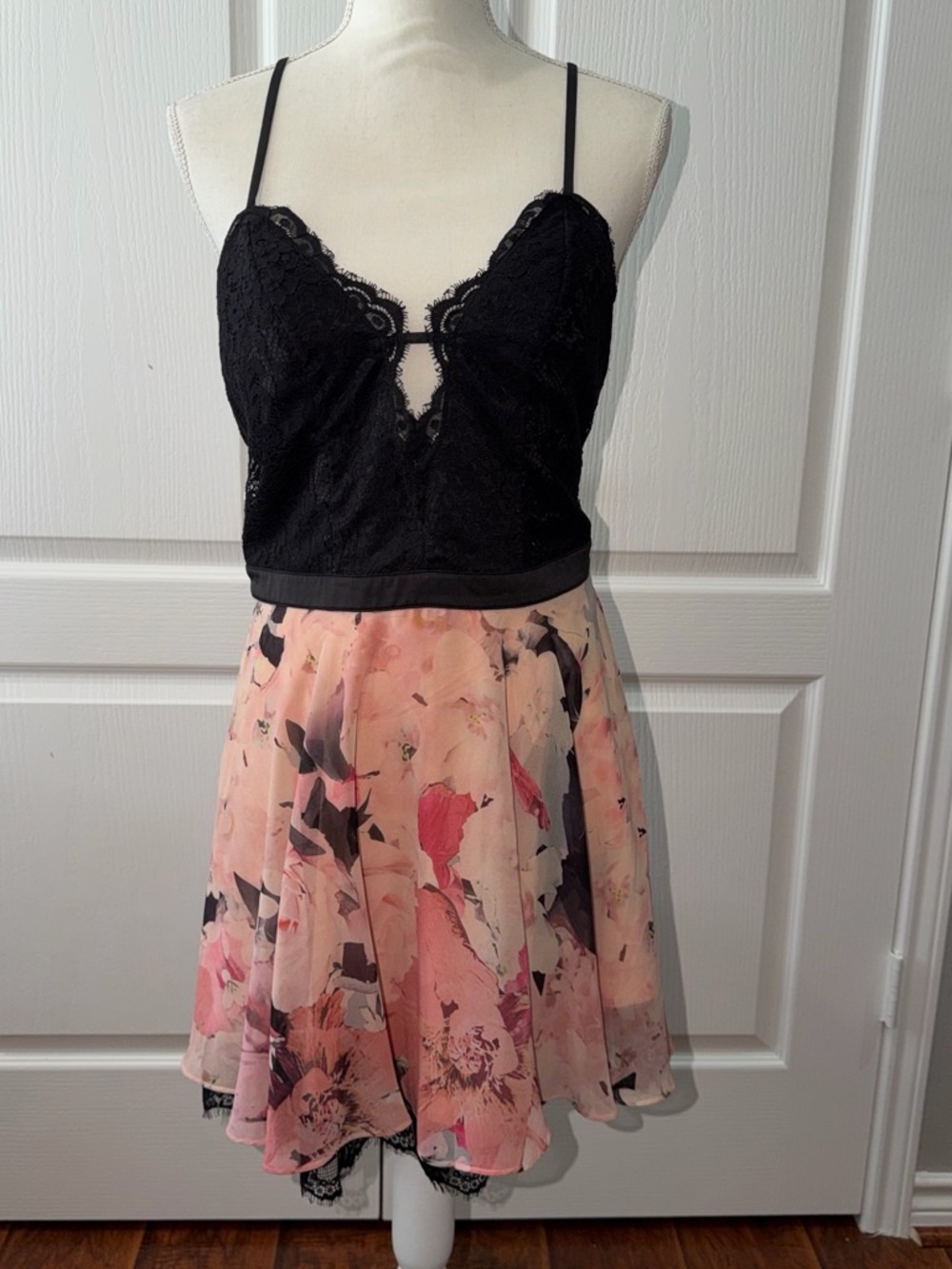 bebe Pink Floral Circle Skirt
